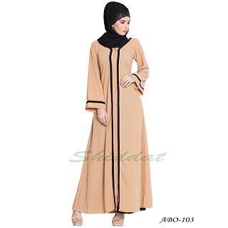 Simple Front open abaya- Sand color
